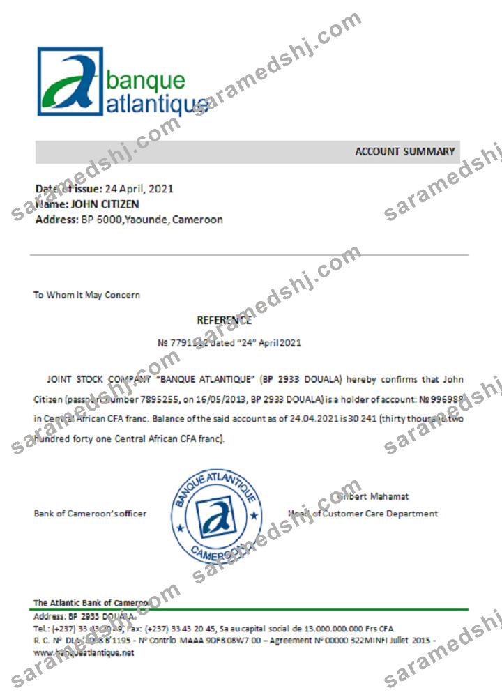 Cameroon_The Atlantic Bank_reference